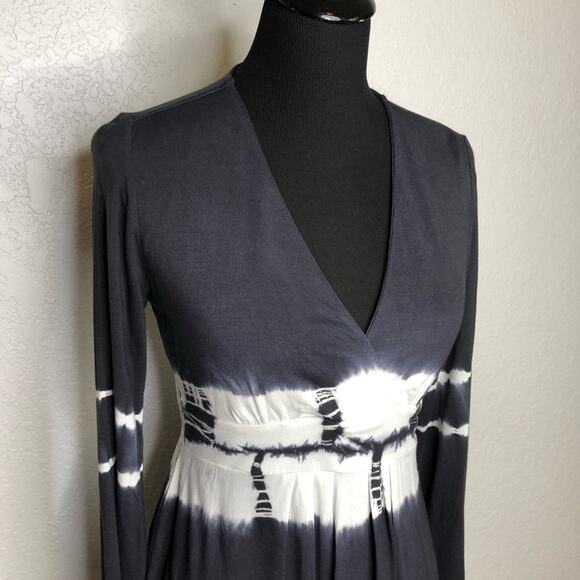 Boston Proper charcoal gray white tie dye v neck knit top size Extra Small XS - Picture 2 of 14
